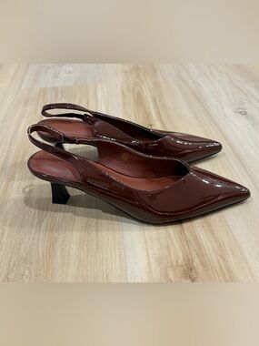 Elegant Patent Slingback Pumps in Deep Burgundy